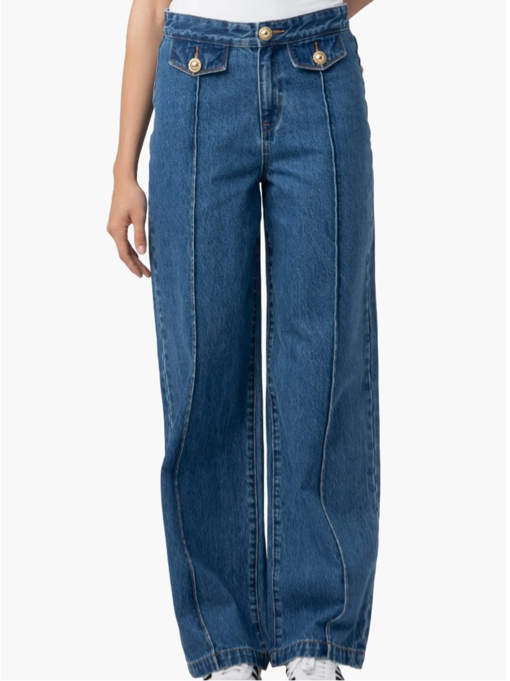 BLANKNYC Women 28 Pintuck High Waist The Franklin Ribcage Wide Leg Jeans NWT